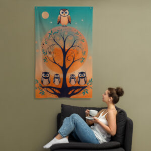 Drapeau Arbre Chouettes