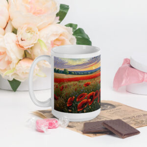 Mug "Champs de coquelicots" - Intérieur blanc