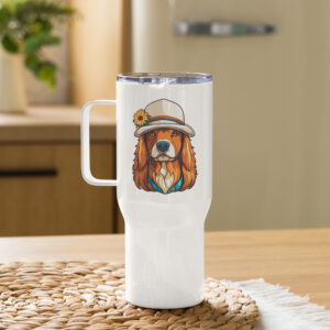 Mug avec anse - Chien au chapeau fleuri