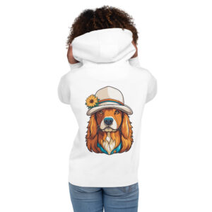 Sweat à Capuche Unisexe - Chien au chapeau fleuri