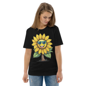 T-shirt unisexe en coton biologique - Tournesol souriant